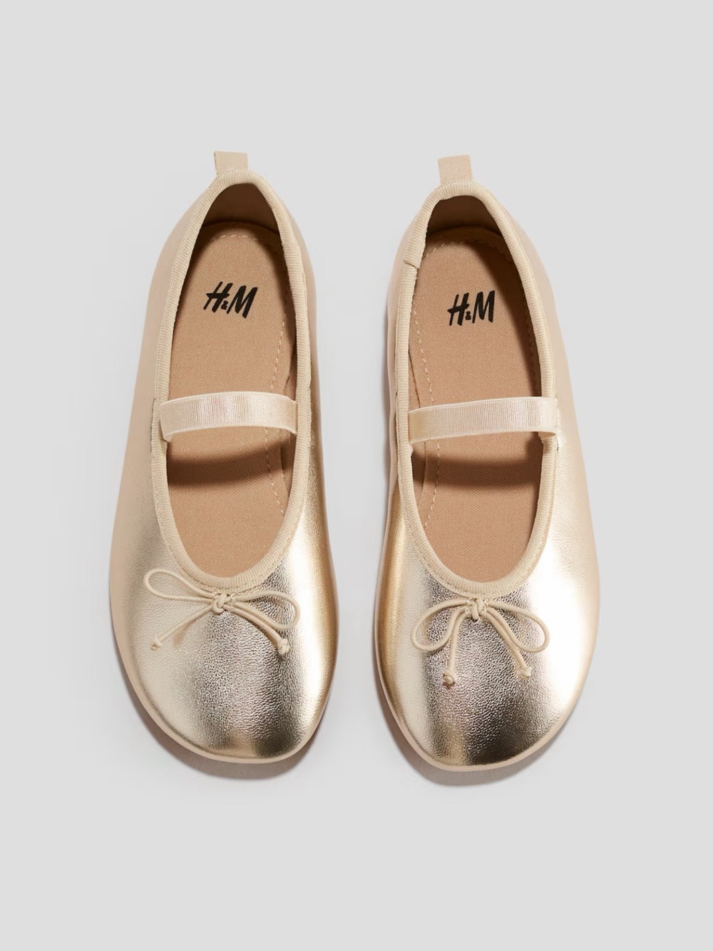H&M Girls Metallic Gold Mary Jane Flats